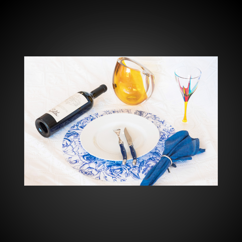 Conjunto De 6 Facas Laguiole Luxo Com Cepo De Madeira, Azul