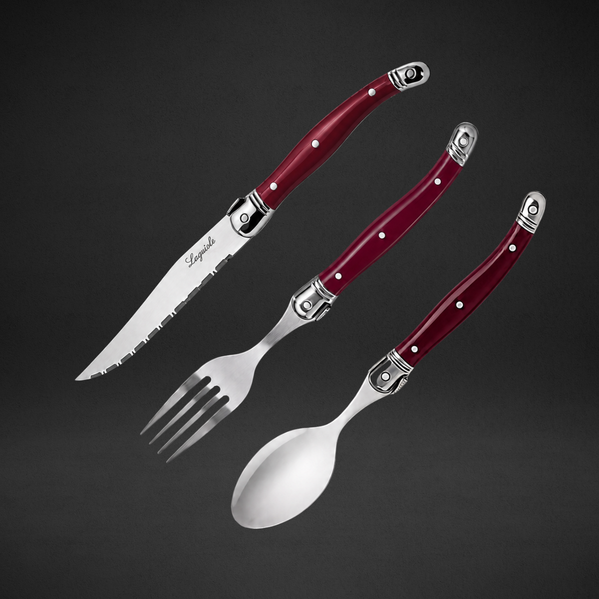 Faqueiro Laguiole La Tour 18 Peças Inox Premium Cepo Madeira 6 Facas + 6 Garfos + 6 Colheres