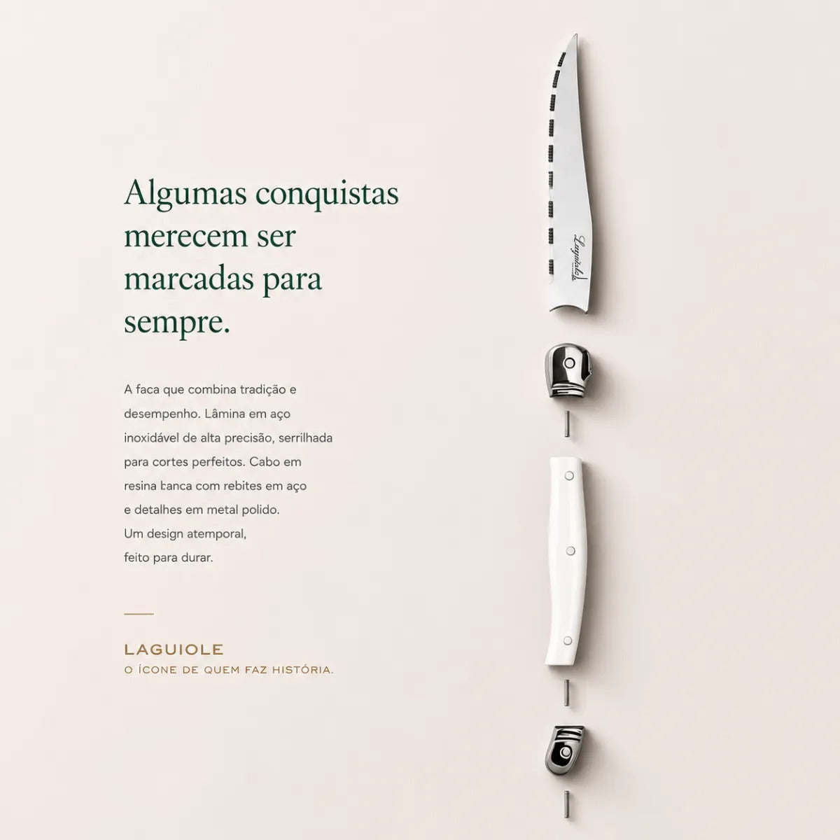 Faqueiro Inox Laguiole 6 Peças Premium Com Cepo De Madeira