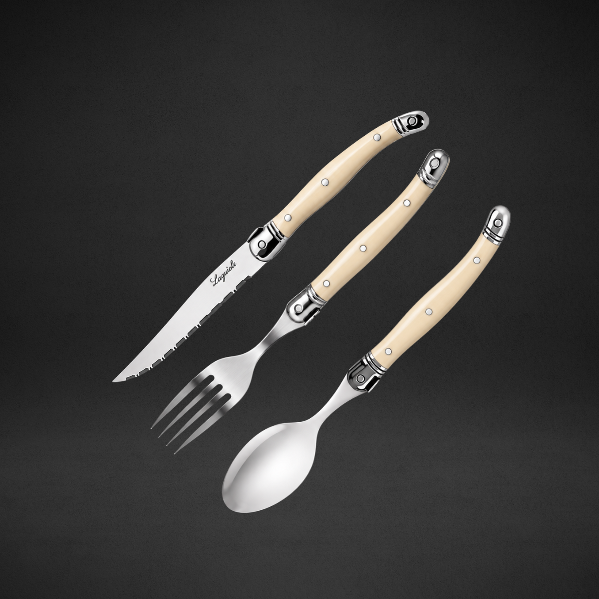 Faqueiro Laguiole La Tour 18 Peças Inox Premium Cepo Madeira 6 Facas + 6 Garfos + 6 Colheres