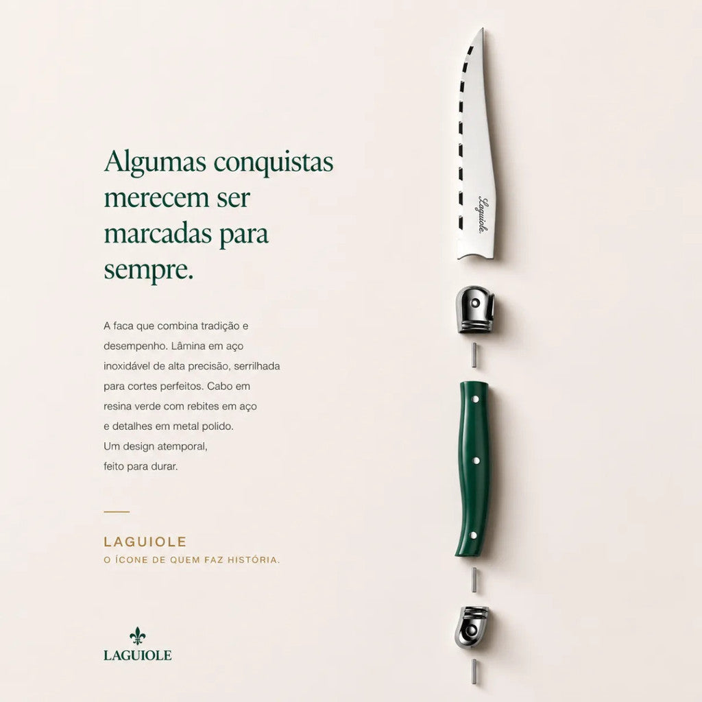 Faqueiro Inox Laguiole La Tour 12 Peças Premium 6 Garfos + 6 Facas