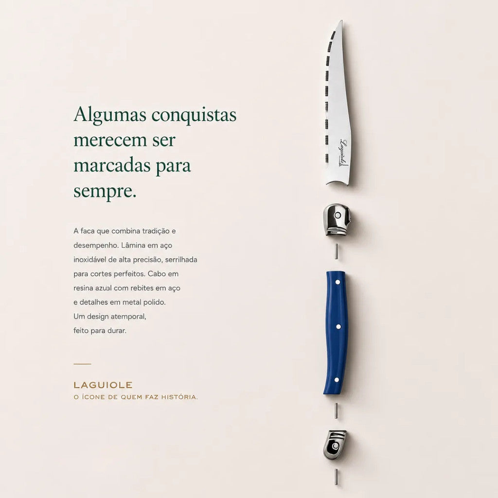 Faqueiro Laguiole La Tour 18 Peças Inox Premium Cepo Madeira 6 Facas + 6 Garfos + 6 Colheres